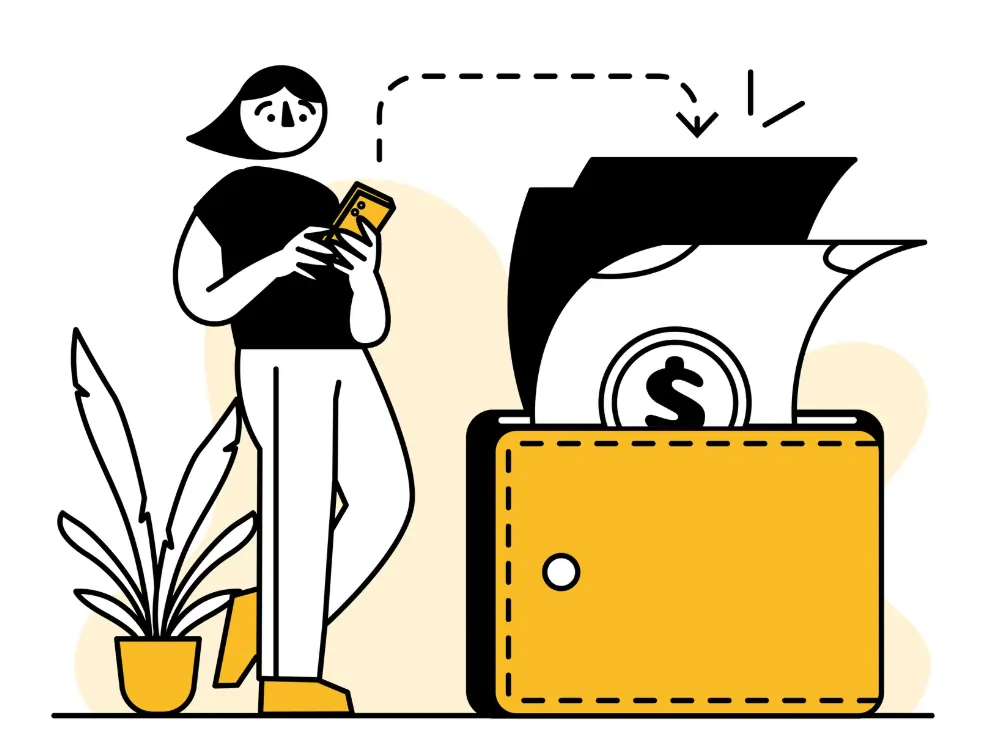 Graafinen kuvitus pikakasinon maksamisesta