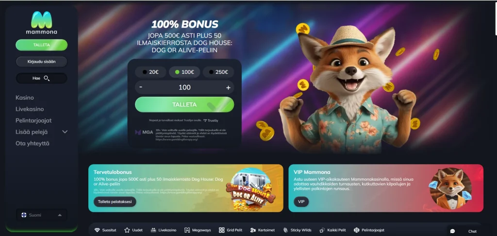 Mammona Casinon peliaula ja tietoa tervetulobonuksesta