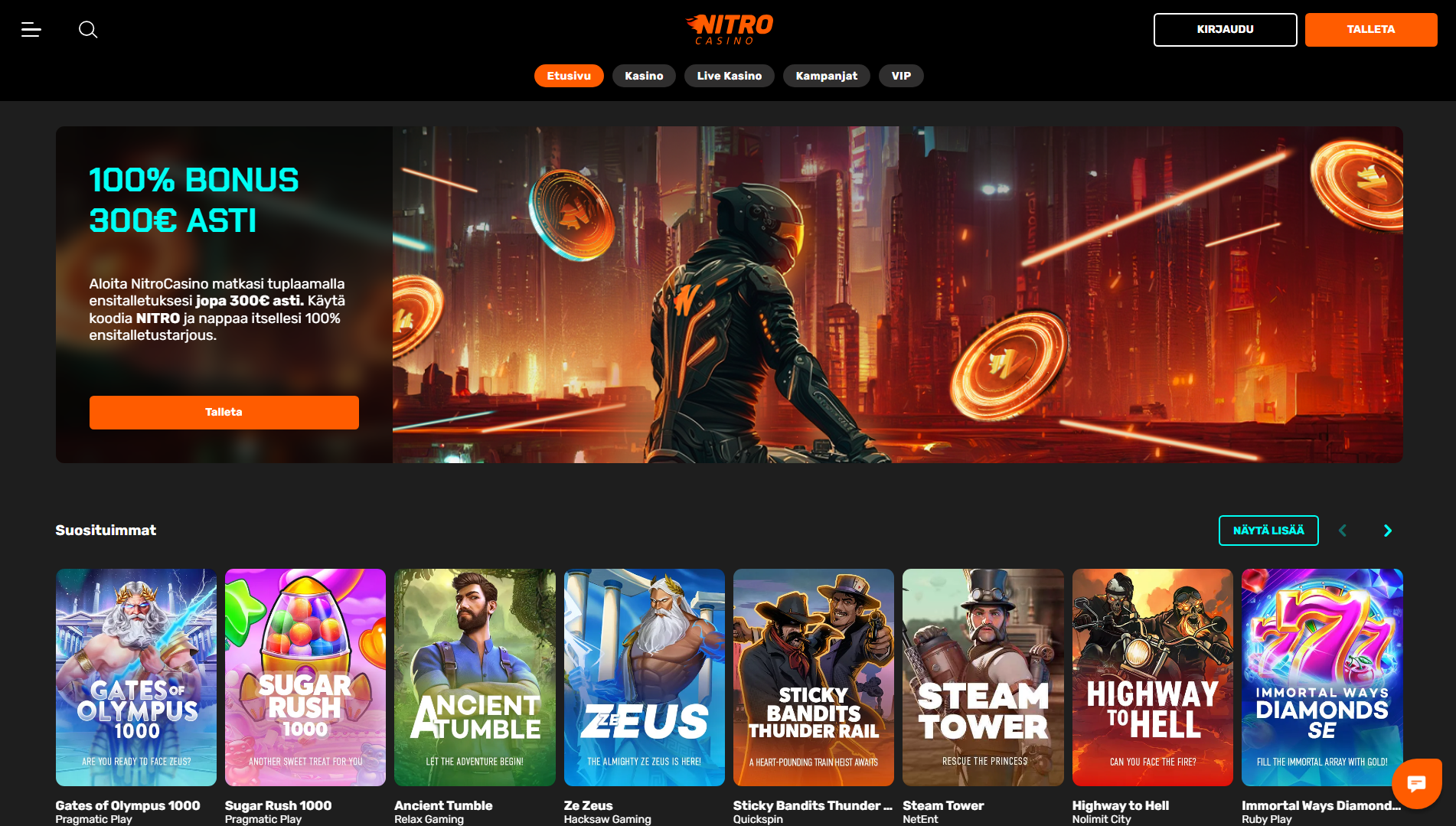 Nitro Casinon peliaula ja tietoa bonuksesta