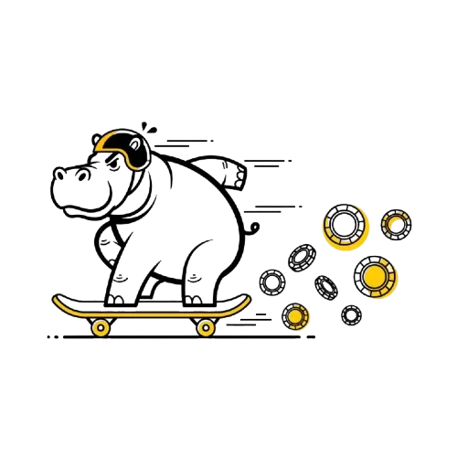 Virtahepo rullalaudalla ja per&auml;ss&auml; lent&auml;vi&auml; pelimerkkej&auml;