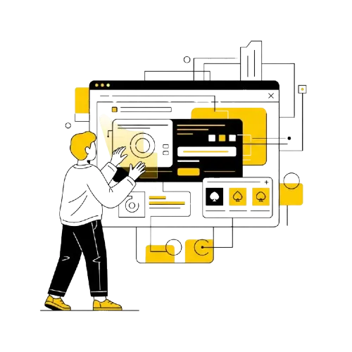 Kuvitus, joka kuvaa nettikasinolla pelaamista