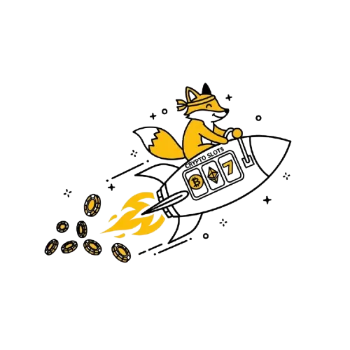 Kasinoaiheinen kuvitus, jossa hahmo lent&auml;&auml; raketilla