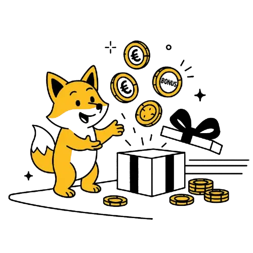 Kettu avaa lahjalaatikon, josta nousee kultaisia kolikoita