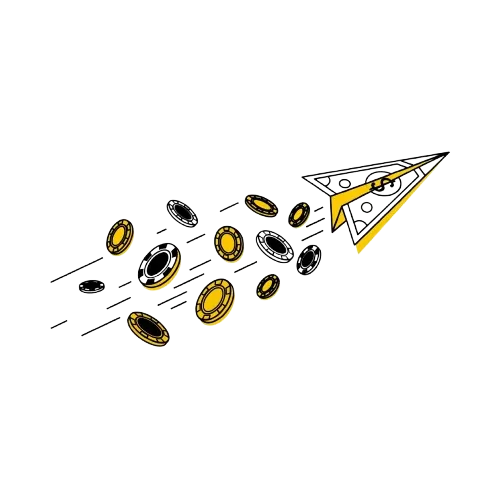 Paperilennokki ja per&auml;ss&auml; lent&auml;vi&auml; pelimerkkej&auml;