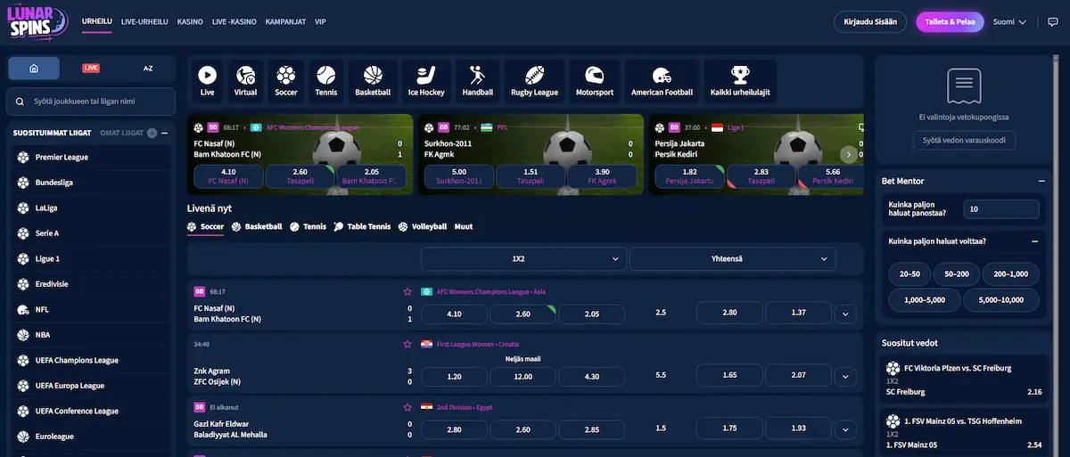 LunarSpin Casinon vedonly&ouml;ntiosio