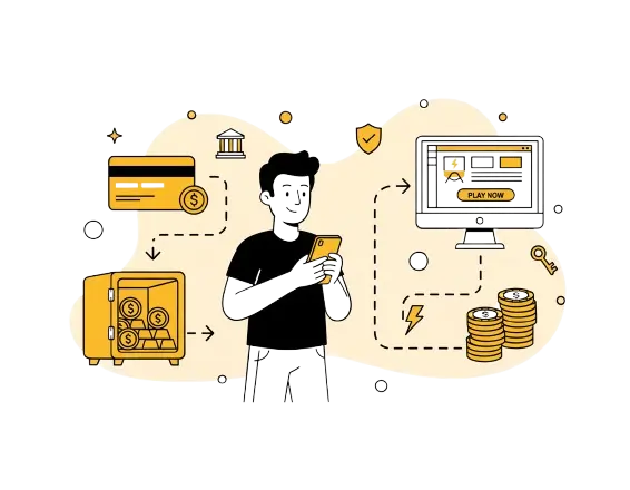 Graafinen kuvitus pikakasinolla pelaamisesta