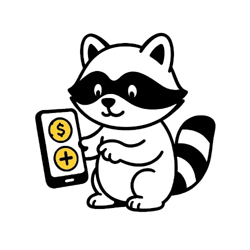 Pesukarhu pit&auml;&auml; puhelinta, jonka n&auml;yt&ouml;ll&auml; on dollarimerkki ja plus-symboli