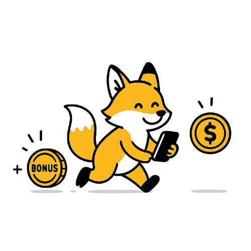 Kettu k&auml;velee puhelin k&auml;dess&auml;, takana on bonuskolikko ja dollarikolikko