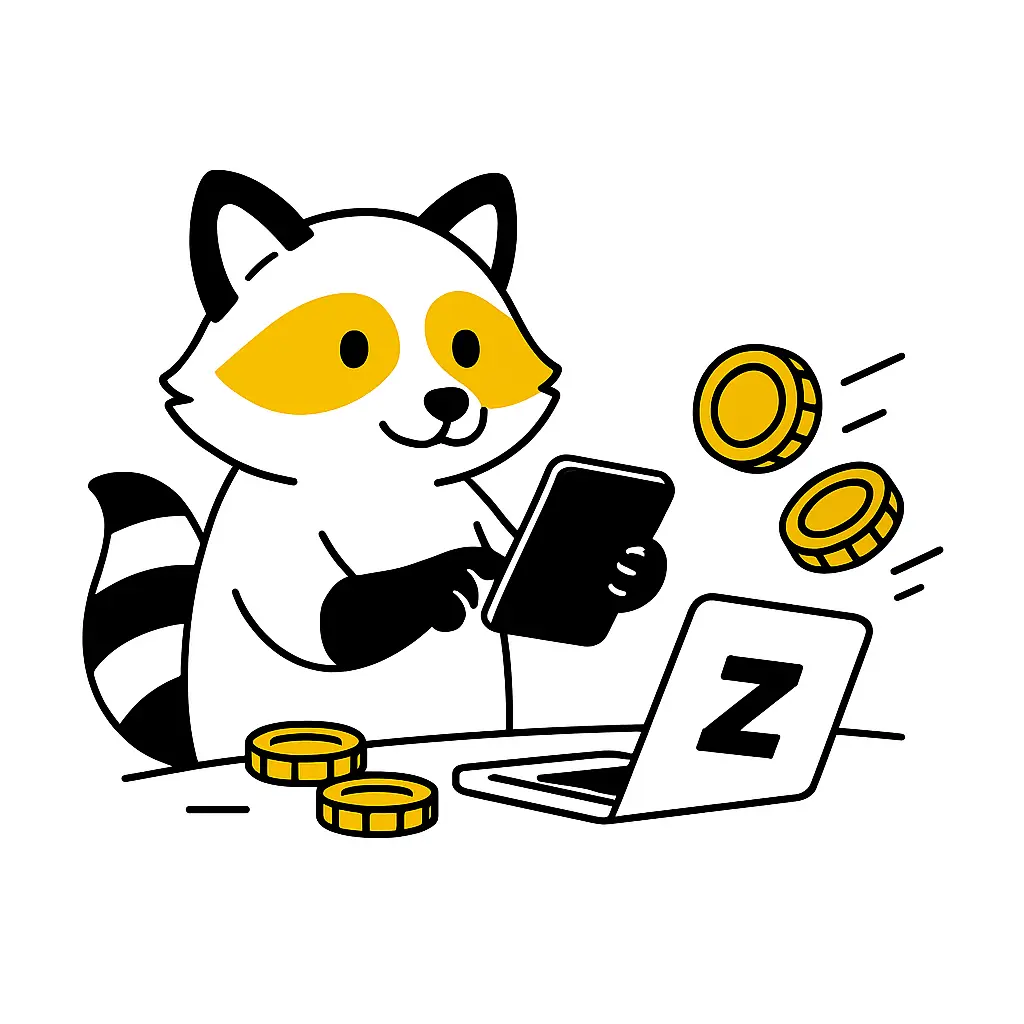 Pesukarhu tekem&auml;ss&auml; talletusta tietokoneella Zimpler kasinolle