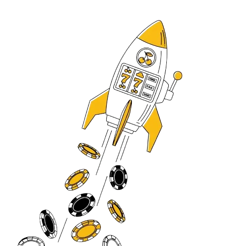 Nopea kasinovoitto symboloituna kolikkopelirakettina