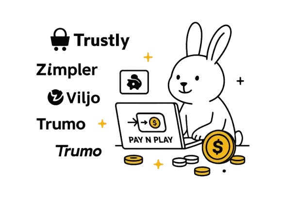 Kani k&auml;ytt&auml;&auml; kannettavaa tietokonetta, vieress&auml; maksutavat Trustly, Zimpler, Euteller ja Trumo.