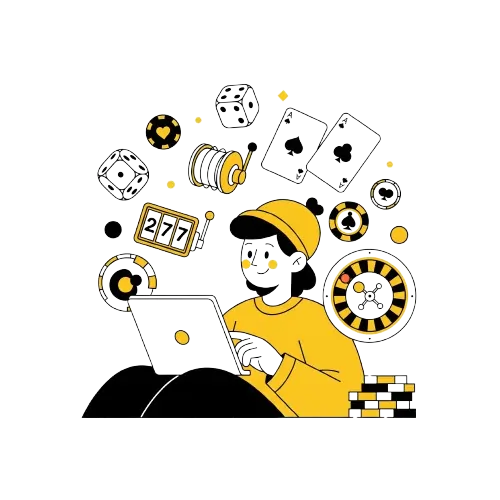 Nettikasinoilla pelaamista symboloiva kuvitus