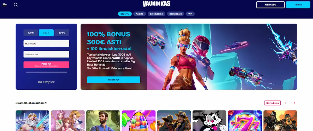 Vauhdikas Casinon peliaulan yleisnäkymä