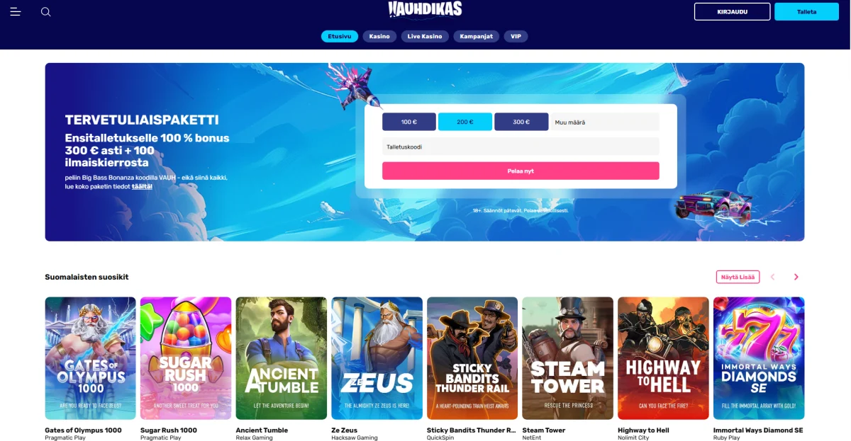 Vauhdikas Kasino peliaula, jossa n&auml;kyy suosituimmat kolikkopelit