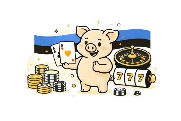 Kasinolla pelaamista kuvaava kuvitus